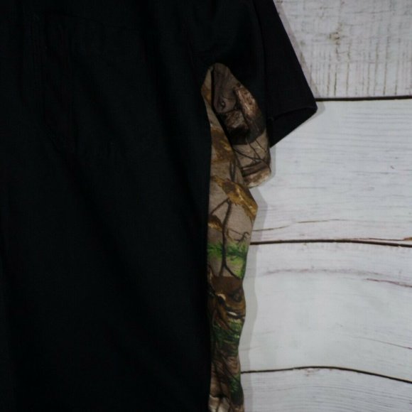 Wrangler WORKWEAR REALTREE Black/Camo Canvas Short Sleeve Work Shirt Men's XL - Picture 3 of 7